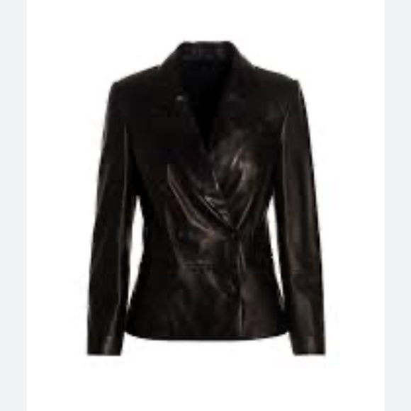 Pink Tartan Leather blazer, black, US 6 - Picture 5 of 6